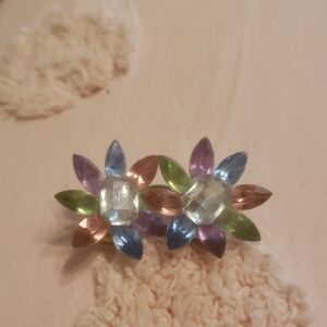 Multicolor Floral Crystal Earrings